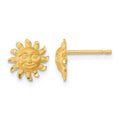 14k Satin Diamond-cut Sun with Face Post Earrings, 8.5 x 8.65 mm