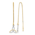 14k and White Rhodium Diamond-cut Box Chain with Celtic Knot Threader Earrings, 59 x 10.5 mm