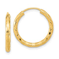 14k 2.5x20mm Polished Faceted Tube Hoop Earrings, 20 x 2.5 mm