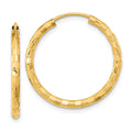 14k 2.5x25mm Polished Faceted Tube Hoop Earrings, 25 x 2.5 mm