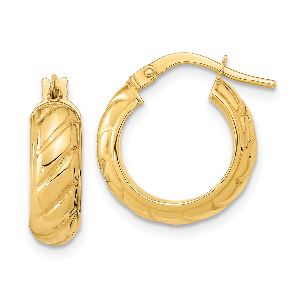 14k Polished Fancy Hoops, 17 x 5 mm