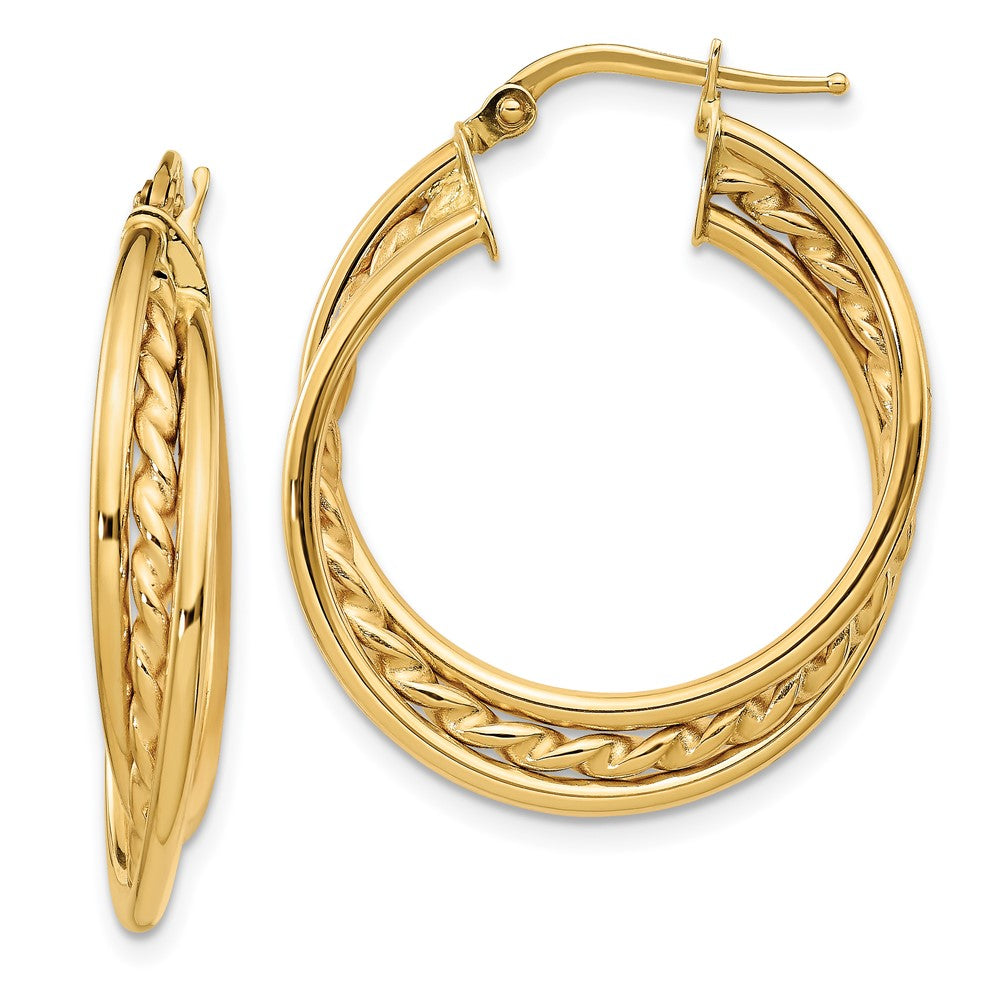 14k Polished Rope Twisted Hoop Earrings, 29.15 x 25 mm