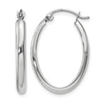 14k White Gold 2.75x23.5mm Polished Oval Tube Hoop Earrings, 24 x 2.75 mm