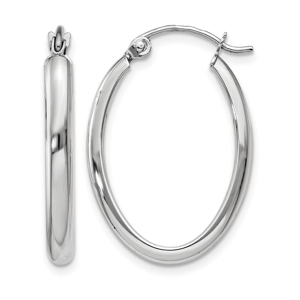 14k White Gold 2.75x23.5mm Polished Oval Tube Hoop Earrings, 24 x 2.75 mm