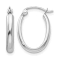 14k White Gold 2.75x18mm Polished Oval Tube Hoop Earrings, 17 x 2.75 mm