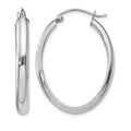 14k White Gold 3.75x31mm Polished Oval Tube Hoop Earrings, 31.5 x 3.75 mm
