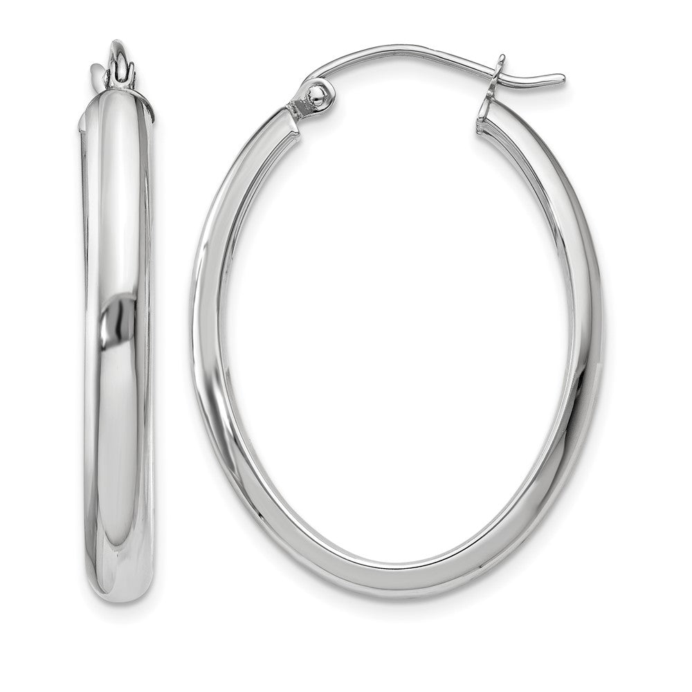 14k White Gold 3.75x31mm Polished Oval Tube Hoop Earrings, 31.5 x 3.75 mm