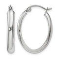 14k White Gold 3.75x25mm Polished Oval Tube Hoop Earrings, 25 x 3.75 mm