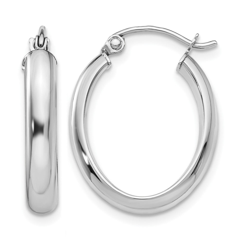 14k White Gold 3.75x21mm Polished Oval Tube Hoop Earrings, 21.5 x 3.75 mm