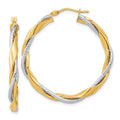 14k Two-tone Polished Rope Twisted Hoop Earrings, 36.5 x 34.7 mm