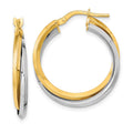 14k Two Tone Polished Double Hoops, 25.22 x 23.4 mm