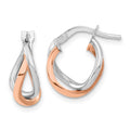 14k White and Rose Gold Fancy Hoops, 15.87 x 11.83 mm