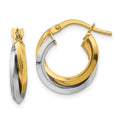 14k Two Tone Polished Double Hoops, 16.5 x 14 mm