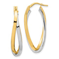 14k Two Tone Polished Oval Double Hoops, 36.32 x 15.51 mm