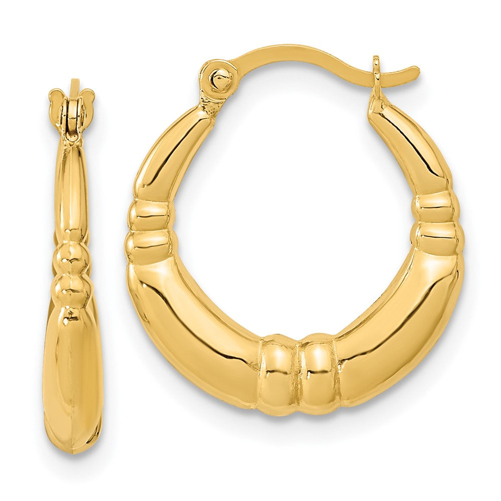 14K Polished Hoop Earrings, 18 x 3 mm