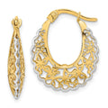 14k Rhodium-plated Polished Filigree Hoop Earrings, 22.52 x 18.2 mm