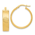 14K 8mm Polished & Textured Hinged Hoop Earrings, 26.5 x 8 mm