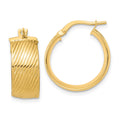 14K 8mm Polished Textured Hinged Hoop Earrings, 20.5 x 8 mm