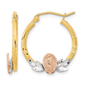 14K Tri-color Guadalupe Hoop Earrings, 22 x 4 mm