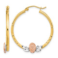 14K Tri-color Guadalupe Hoop Earrings, 33 x 4 mm