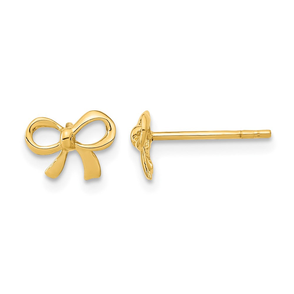 14k Polished Bow Post Earrings, 6 x 8.35 mm