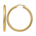 14k 4x50mm Diamond-cut Round Tube Hoop Earrings, 50 x 4 mm, 5.29 g