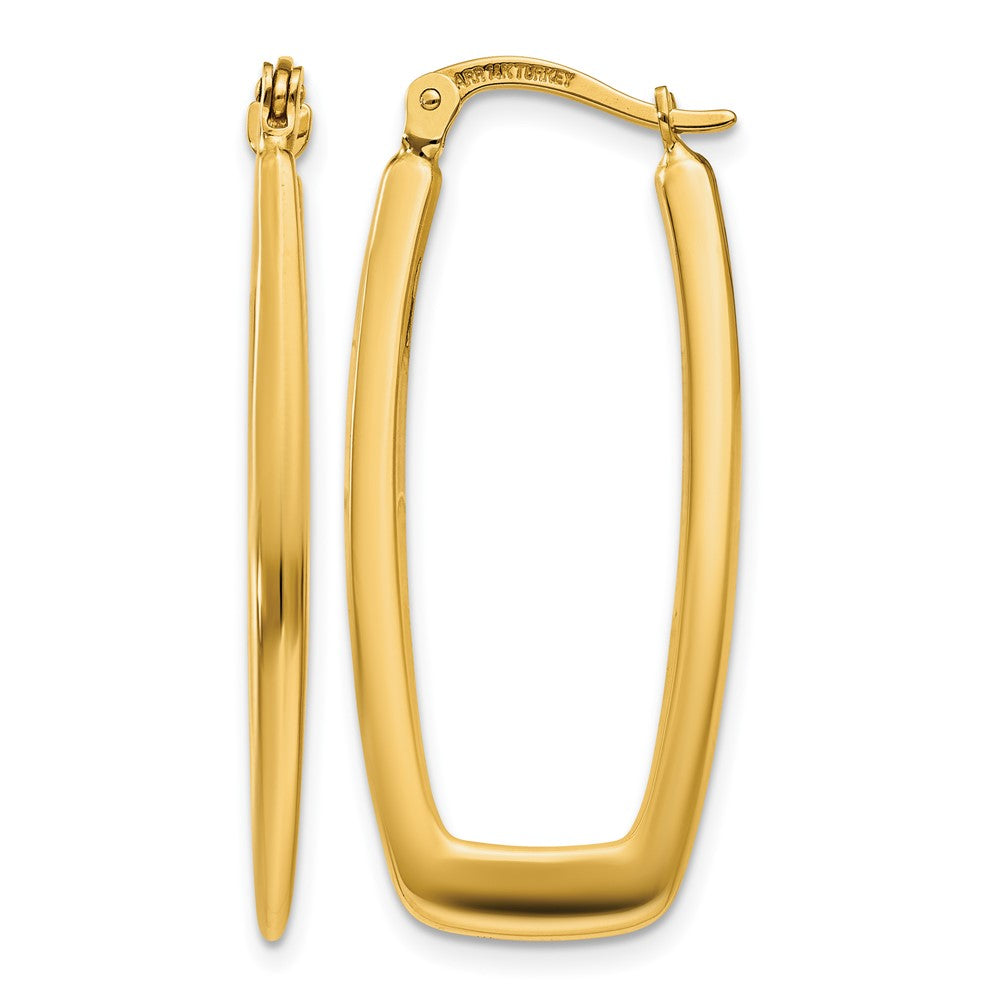 14k 2.25x31mm Polished Rectangle Tube Hoop Earrings, 33 x 2.25 mm