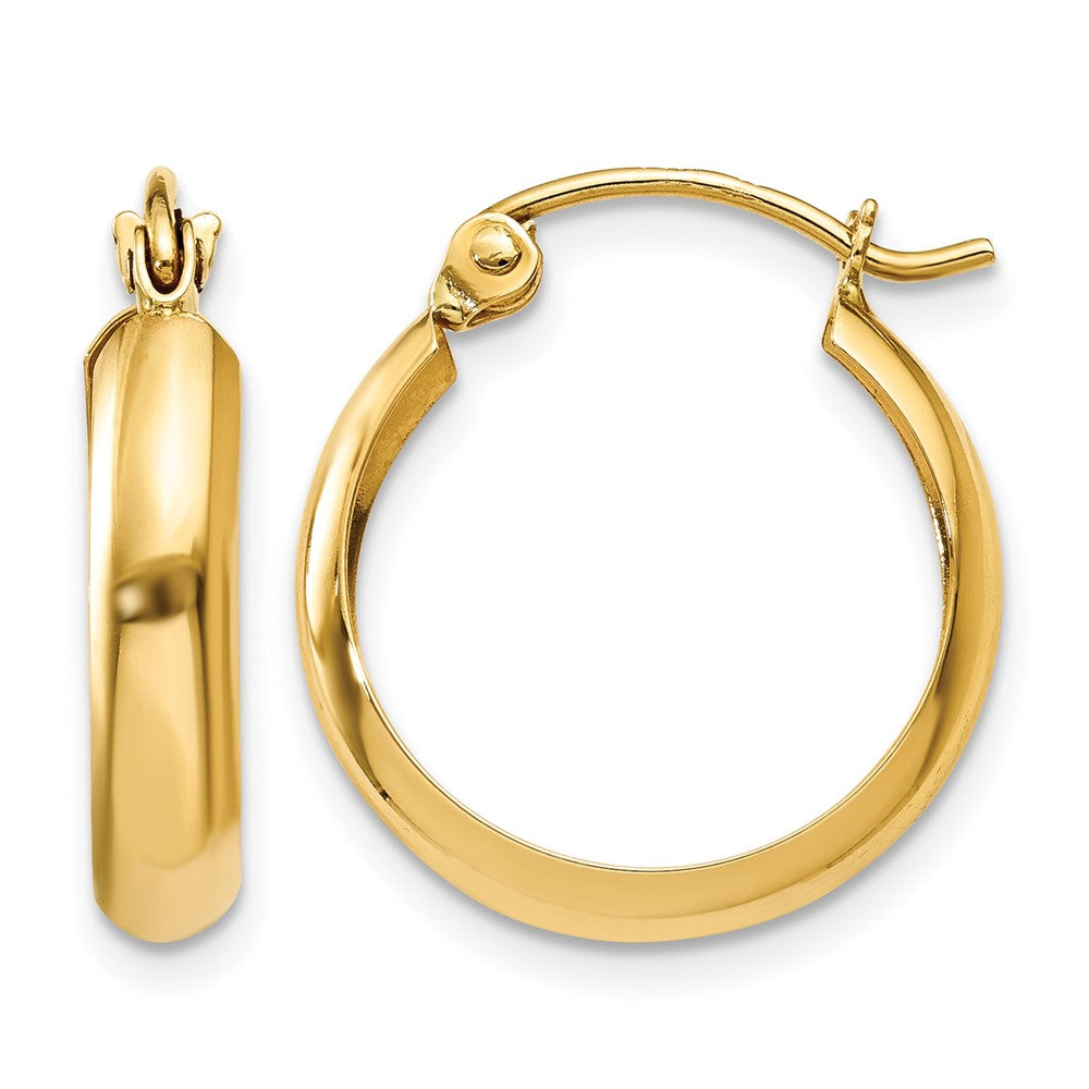 14k 3.5x14mm Polished Hoop Earrings, 14 x 3.5 mm