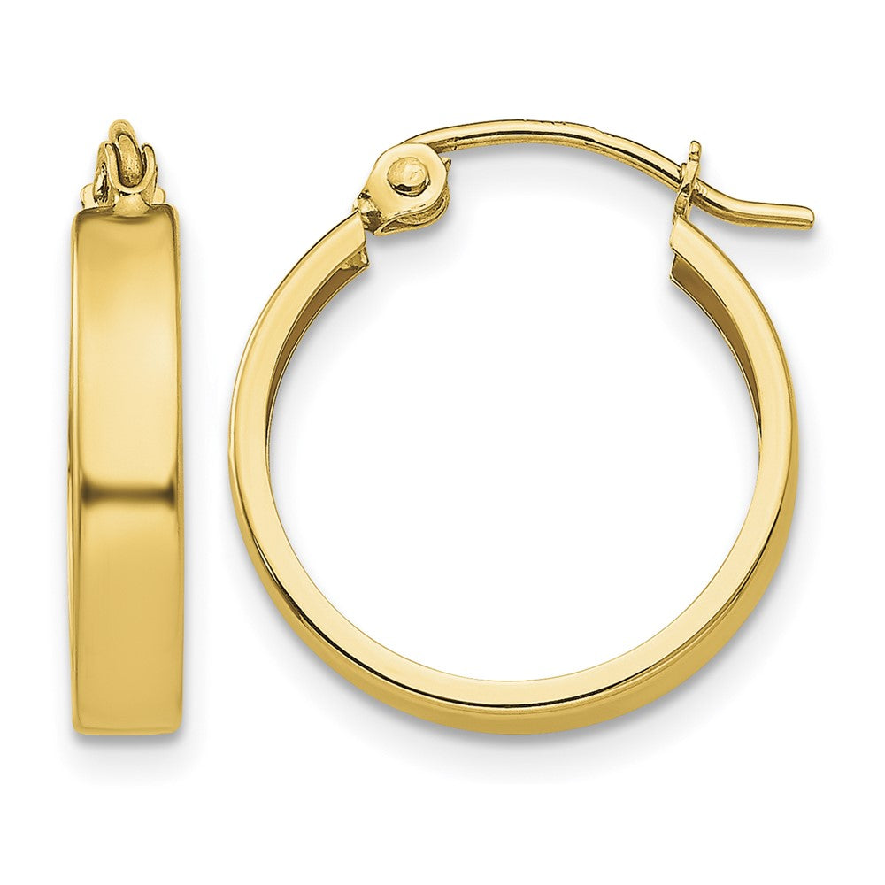 14k 3x14mm Polished Hoop Earrings, 14 x 3 mm