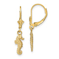 14k 3-D Seahorse Dangle Leverback Earrings, 29.15 mm