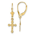 14k Crucifix Dangle Leverback Earrings, 30.3 x 9 mm