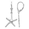 14K White Gold Dancing Starfish Leverback Earrings, 36.25 mm