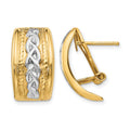 14k and White Rhodium 11.5x20mm Polished Braided Omega Back Post Earrings, 20 x 11.5 mm