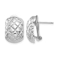 14k White Gold 12x17mm Polished Crisscross Omega Back Post Earrings, 17 x 11 mm