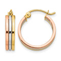 14K Tri Color Hoop Earrings, 18 x 4 mm