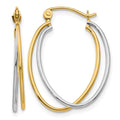 14K Two Tone Hoop Earrings, 15 x 3 mm