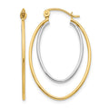 14K Two Tone Lightweight Hoop Earrings, 21 x 3 mm