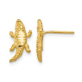 14K Diamond-cut Alligator Earrings, 13 x 7 mm