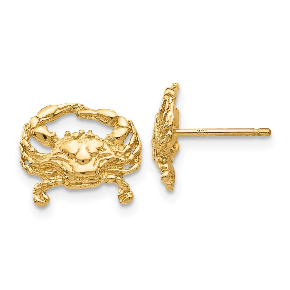 14k Polished Crab Post Earrings, 10 x 12 mm