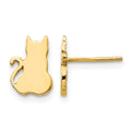14K Cat Earrings, 10 x 7 mm