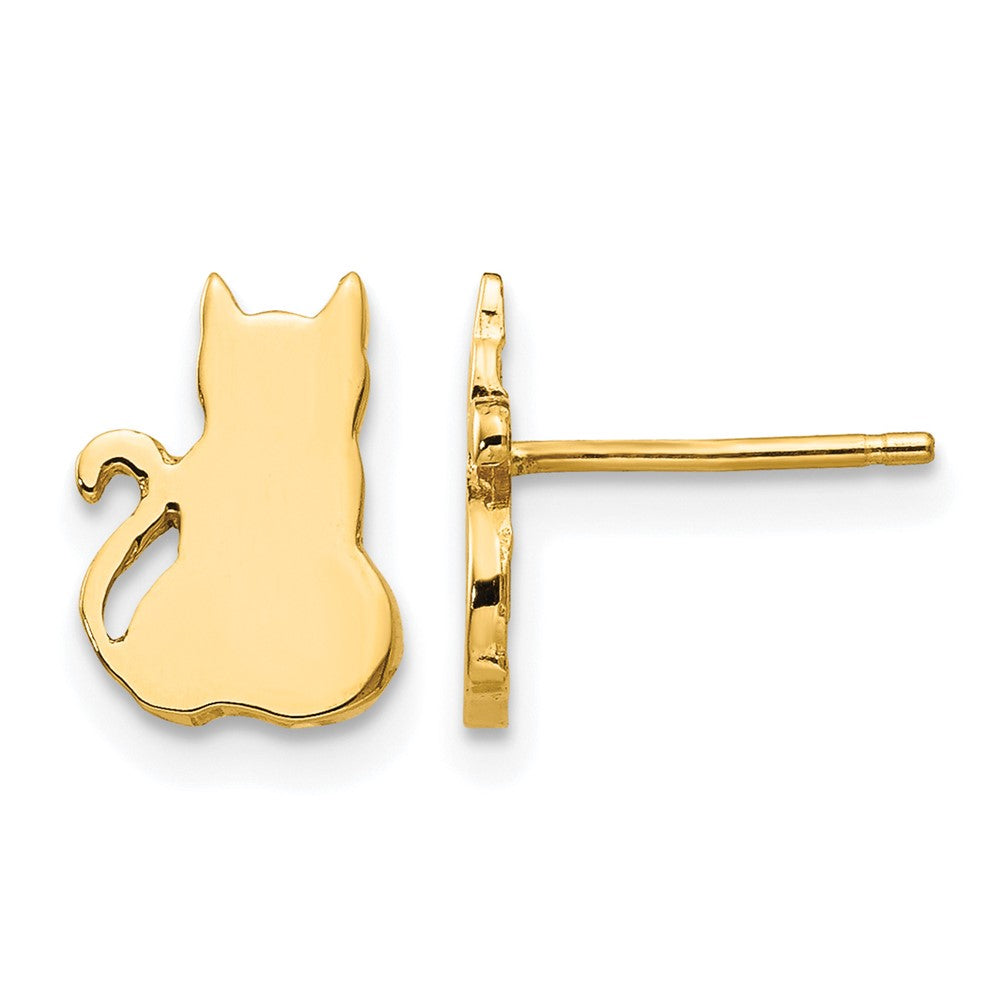 14K Cat Earrings, 10 x 7 mm