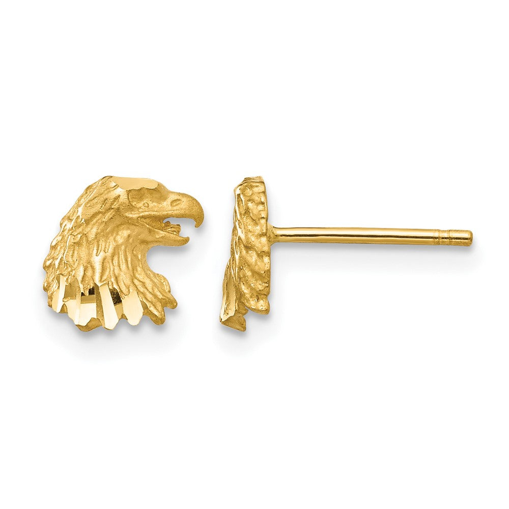 14K Diamond-cut Eagle Earrings, 7 x 6 mm