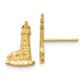 14K Diamond-cut Lighthouse Post Earrings, 14 x 8 mm