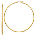 14k 2x75mm Polished Round Tube Hoop Earrings, 75 x 2 mm