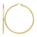 14k 2.25x70mm Polished Round Tube Hoop Earrings, 70 x 2.25 mm
