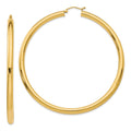 14k 4x70mm Polished Round Tube Hoop Earrings, 70 x 4 mm