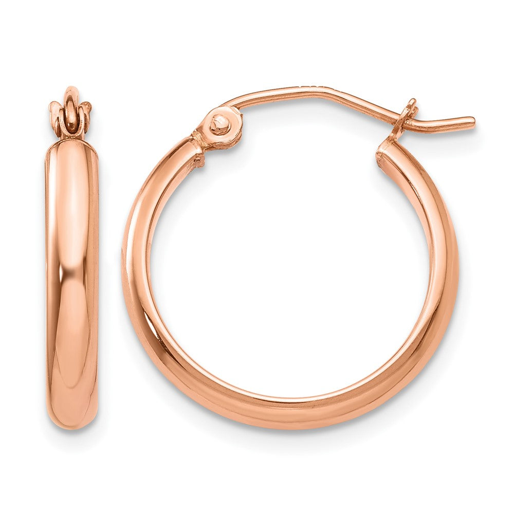 14k Rose Gold 2.75x18mm Polished Tube Hoop Earrings, 18 x 2.75 mm