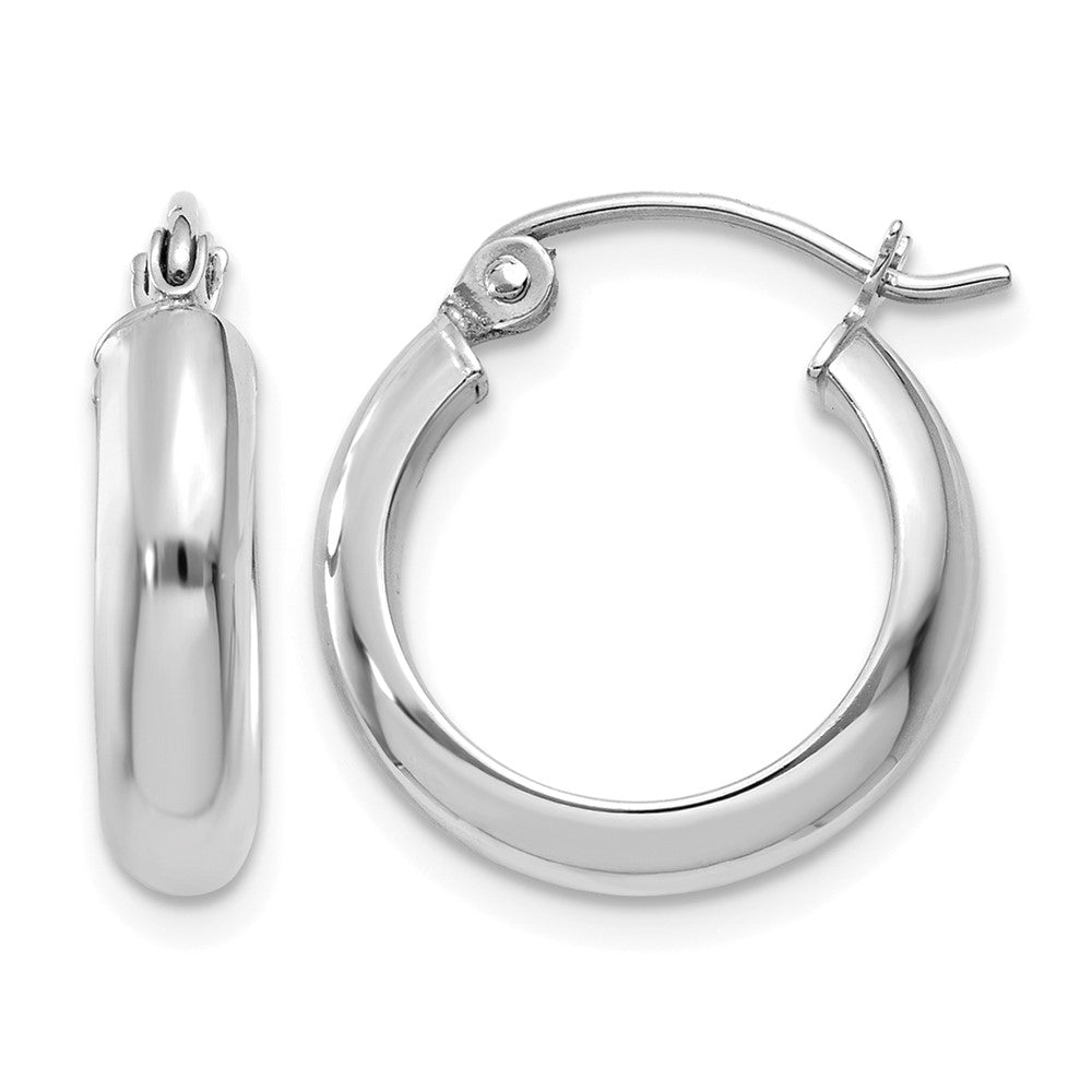 14k White Gold 3.75x17mm Round Tube Hoop Earrings, 19 x 4 mm