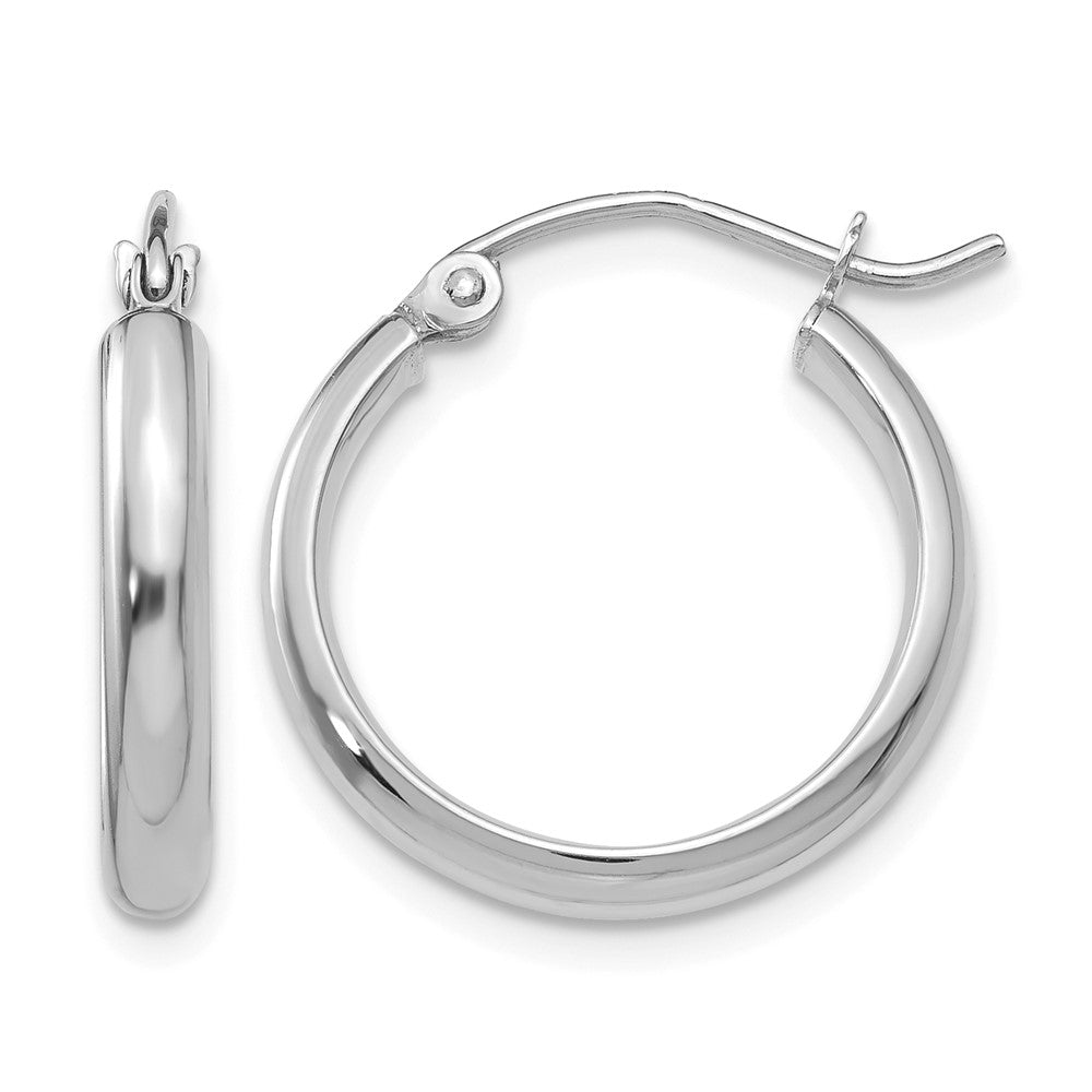 14k White Gold 2.75x17mm Round Tube Hoop Earrings, 21 x 2.75 mm
