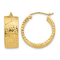 14k Diamond Cut Hoop Earrings, 21 x 8 mm